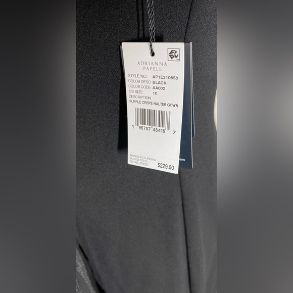 Adrianna Papell | High Low Crepe Halter Gown | Organza Draping | Women’s 10 - Picture 7 of 9